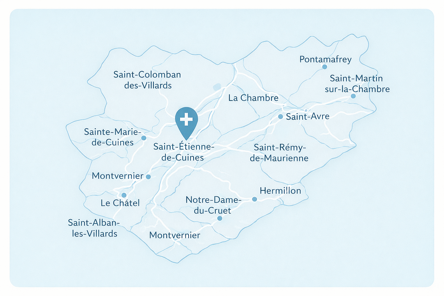 Carte des villes autour de Saint-Étienne-de-Cuines